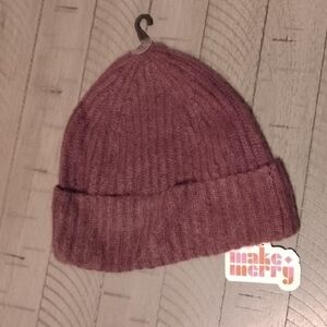 Cashmere Brown Knit Beanie Burgandy